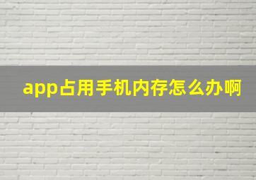 app占用手机内存怎么办啊