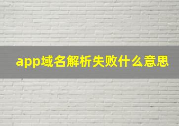 app域名解析失败什么意思