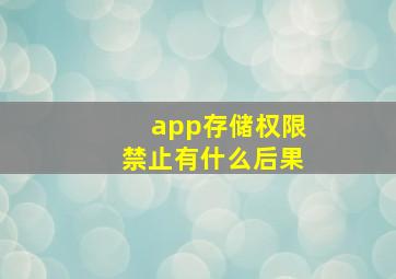 app存储权限禁止有什么后果