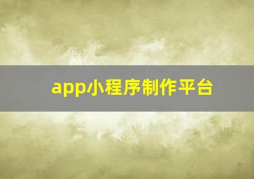 app小程序制作平台