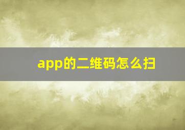 app的二维码怎么扫