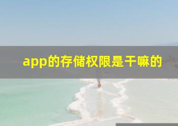 app的存储权限是干嘛的