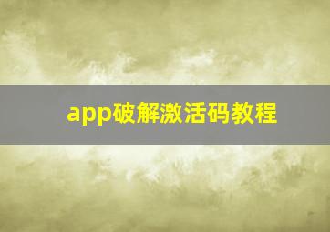 app破解激活码教程