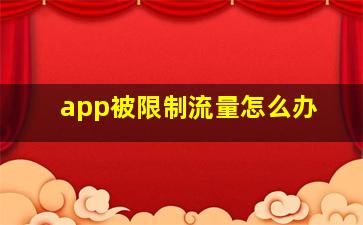 app被限制流量怎么办