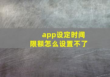 app设定时间限额怎么设置不了