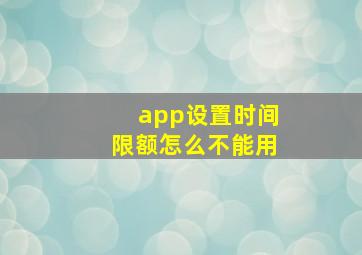 app设置时间限额怎么不能用