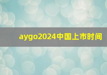 aygo2024中国上市时间