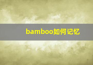 bamboo如何记忆