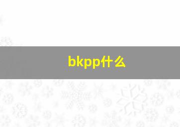 bkpp什么