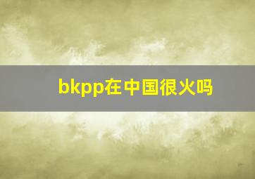 bkpp在中国很火吗