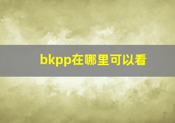 bkpp在哪里可以看