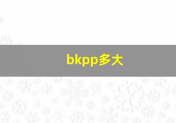 bkpp多大