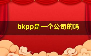 bkpp是一个公司的吗