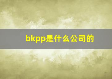 bkpp是什么公司的