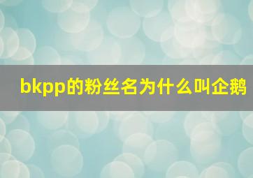 bkpp的粉丝名为什么叫企鹅