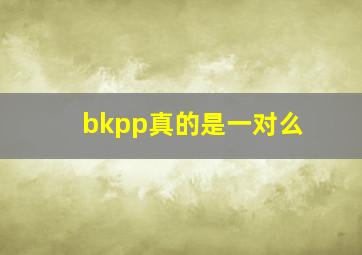 bkpp真的是一对么