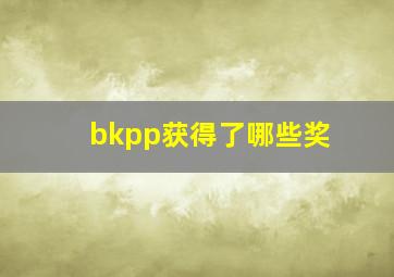 bkpp获得了哪些奖