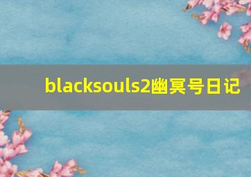 blacksouls2幽冥号日记