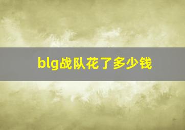 blg战队花了多少钱