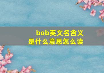 bob英文名含义是什么意思怎么读