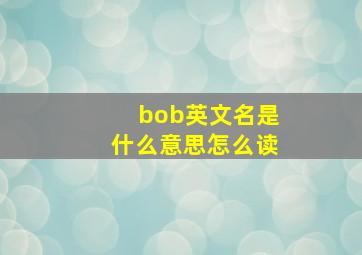 bob英文名是什么意思怎么读