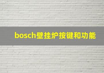 bosch壁挂炉按键和功能