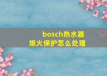 bosch热水器熄火保护怎么处理