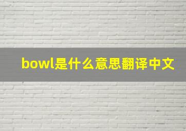 bowl是什么意思翻译中文