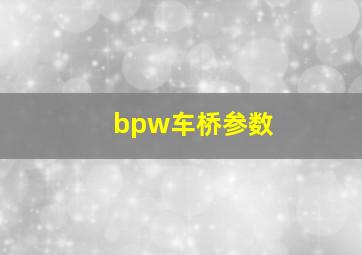 bpw车桥参数