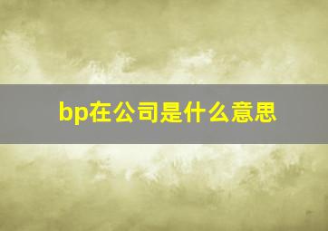 bp在公司是什么意思