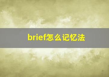 brief怎么记忆法