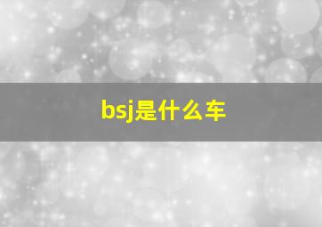 bsj是什么车