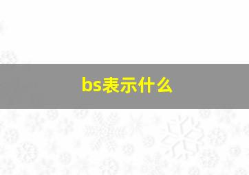 bs表示什么