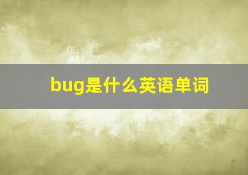 bug是什么英语单词