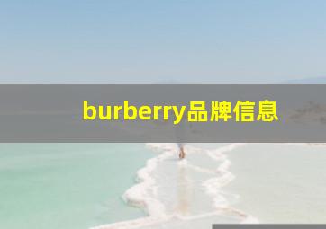 burberry品牌信息