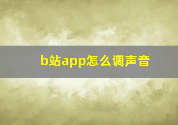 b站app怎么调声音