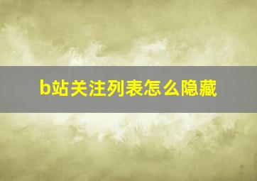 b站关注列表怎么隐藏