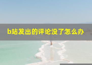 b站发出的评论没了怎么办