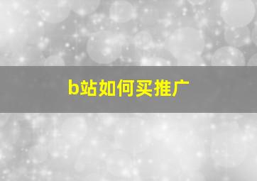 b站如何买推广