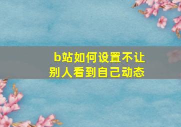 b站如何设置不让别人看到自己动态