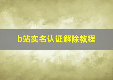 b站实名认证解除教程