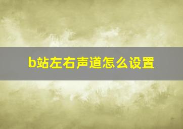 b站左右声道怎么设置