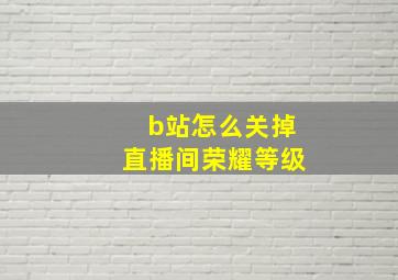 b站怎么关掉直播间荣耀等级