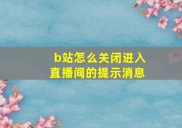 b站怎么关闭进入直播间的提示消息