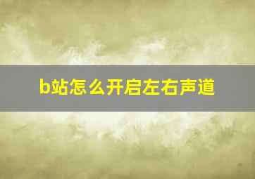 b站怎么开启左右声道