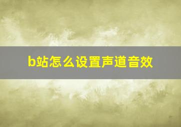 b站怎么设置声道音效