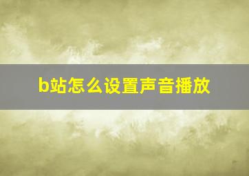 b站怎么设置声音播放