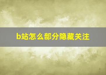 b站怎么部分隐藏关注