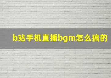 b站手机直播bgm怎么搞的