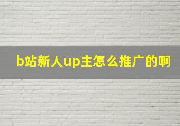 b站新人up主怎么推广的啊